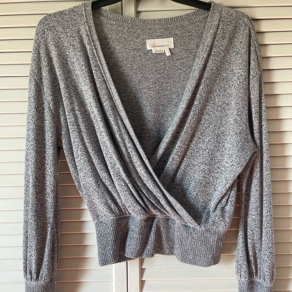 Anthropologie Heather Gray Knit Top